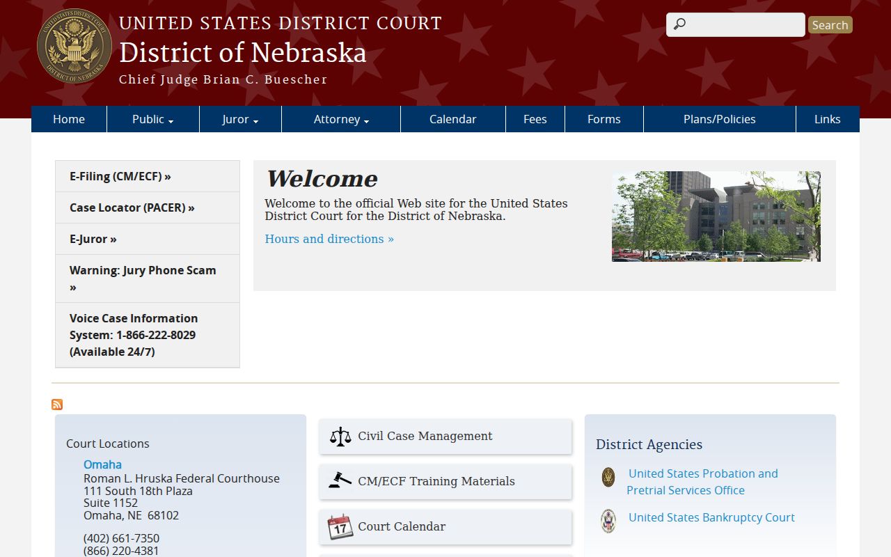 Federal criminal court cases serving Douglas County Nebraska