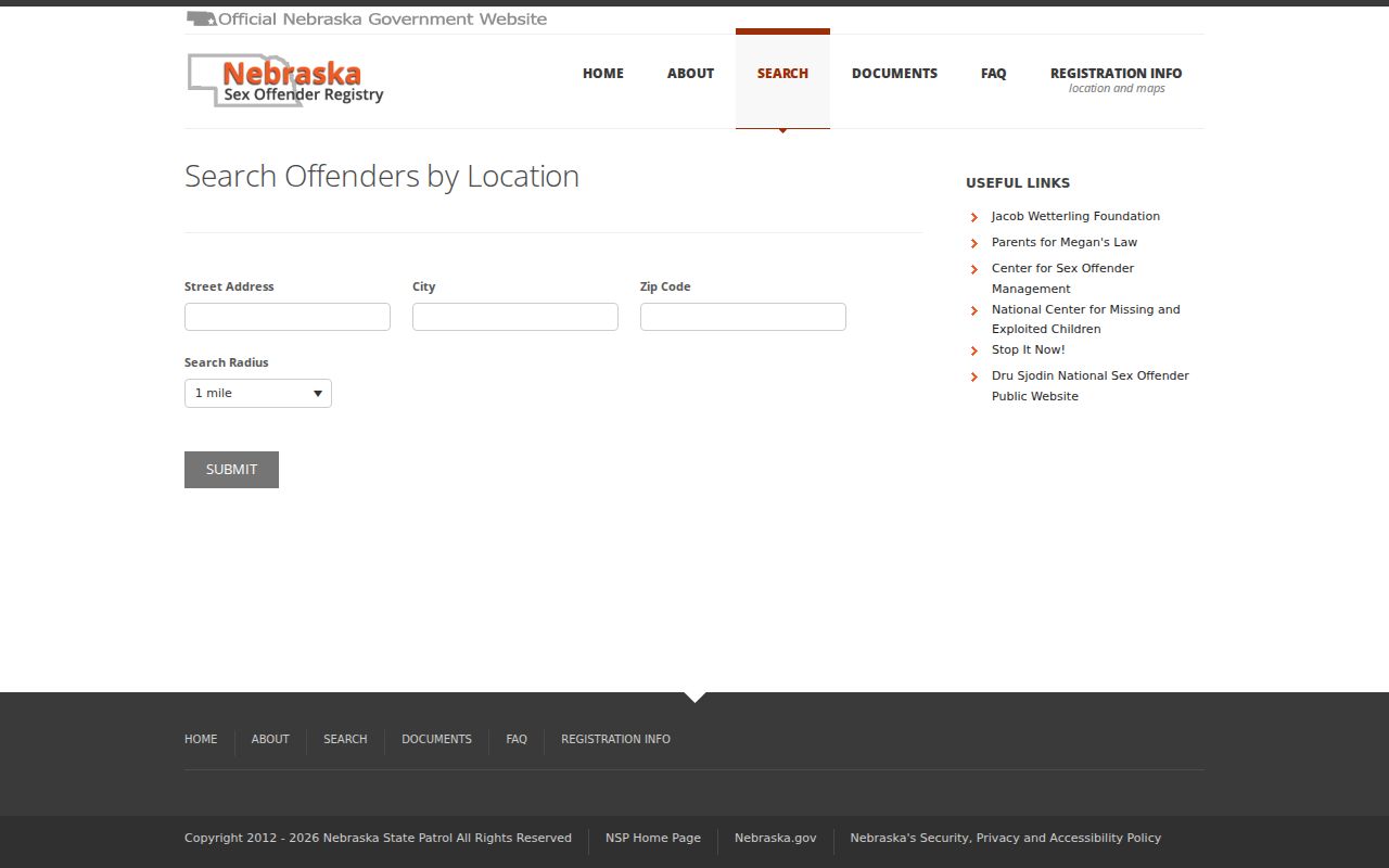 Douglas County sex offender registry location search with mile radius choices