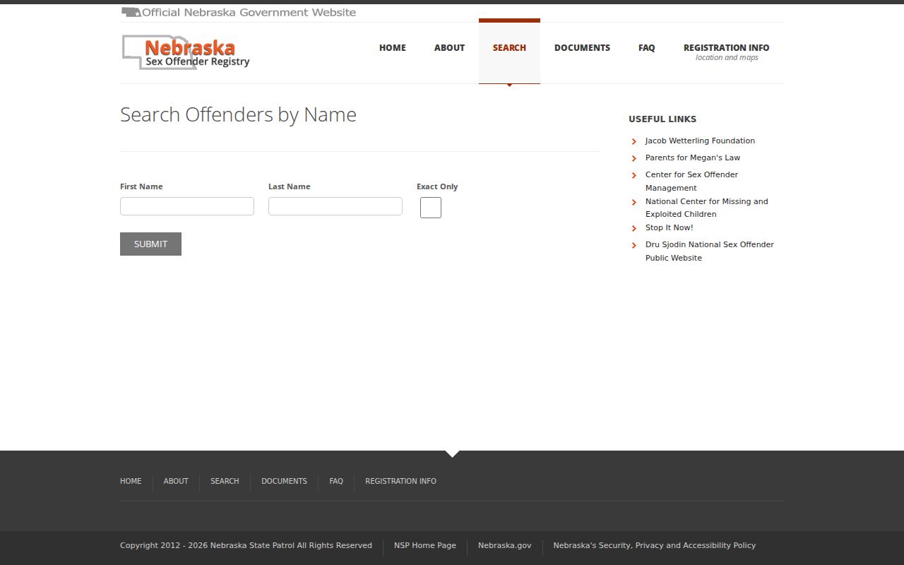 Douglas County sex offender registry name search fields