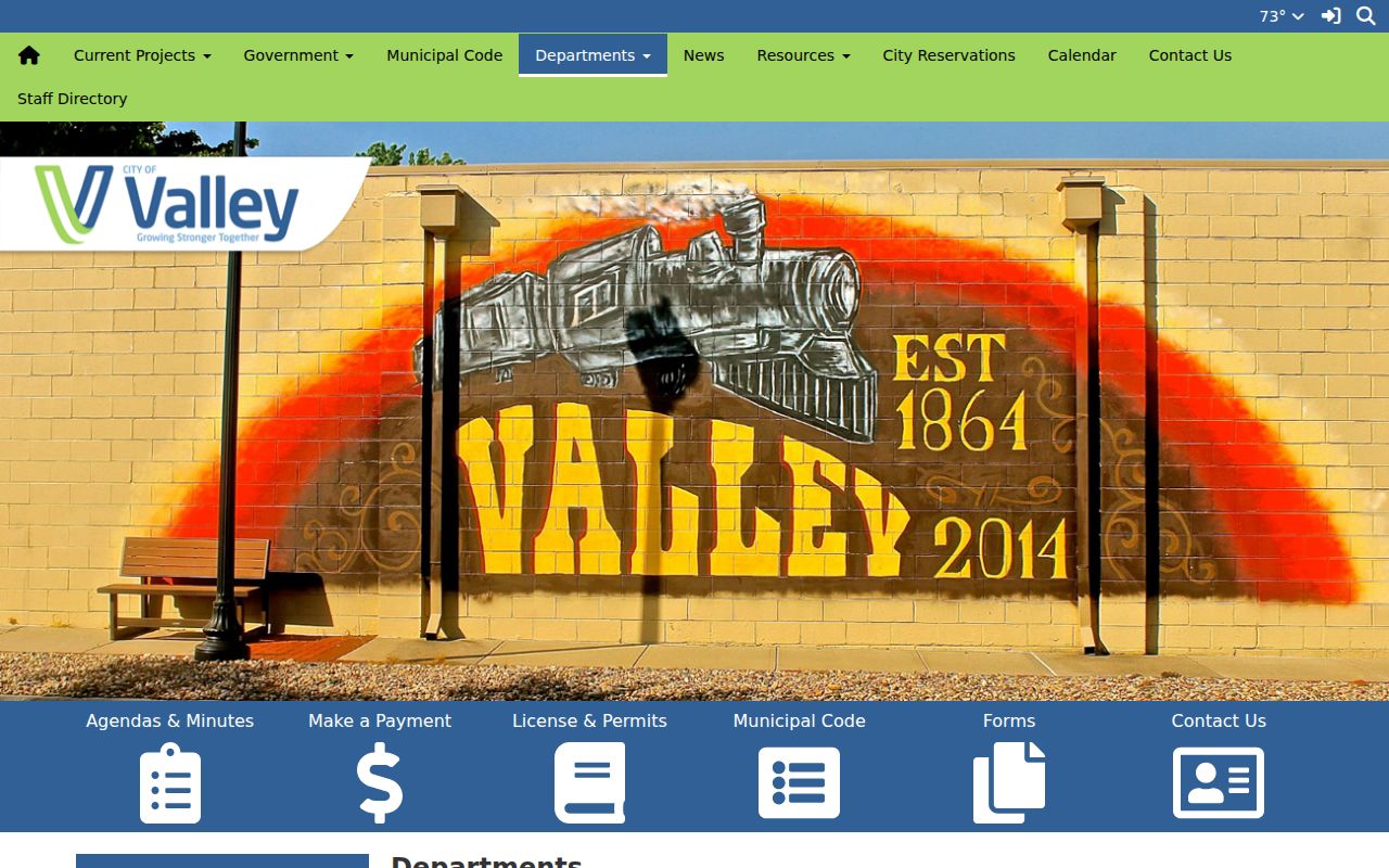 Valley Police Department contact page for Valley criminal records