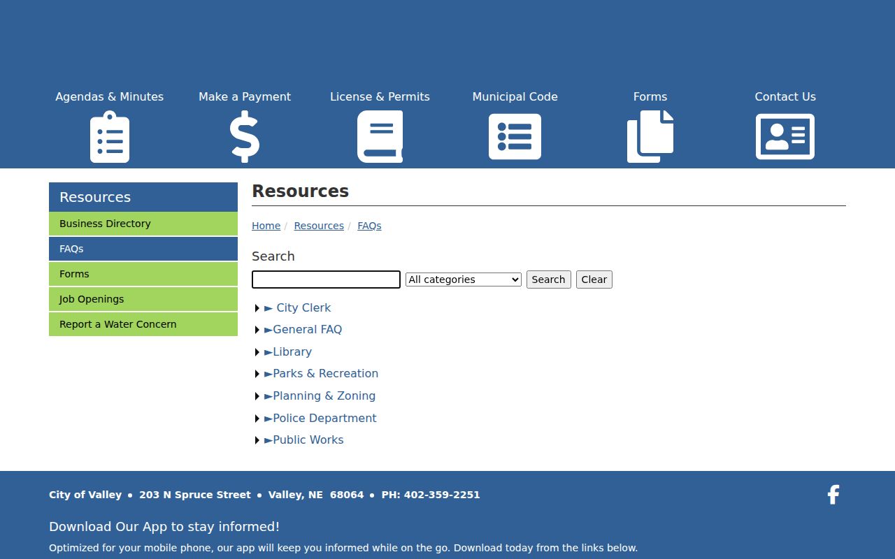 Valley police FAQ explaining local records and services